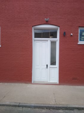 full view of doorway on side of building